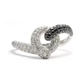 Ladies Swirl Black and White Diamond Ring