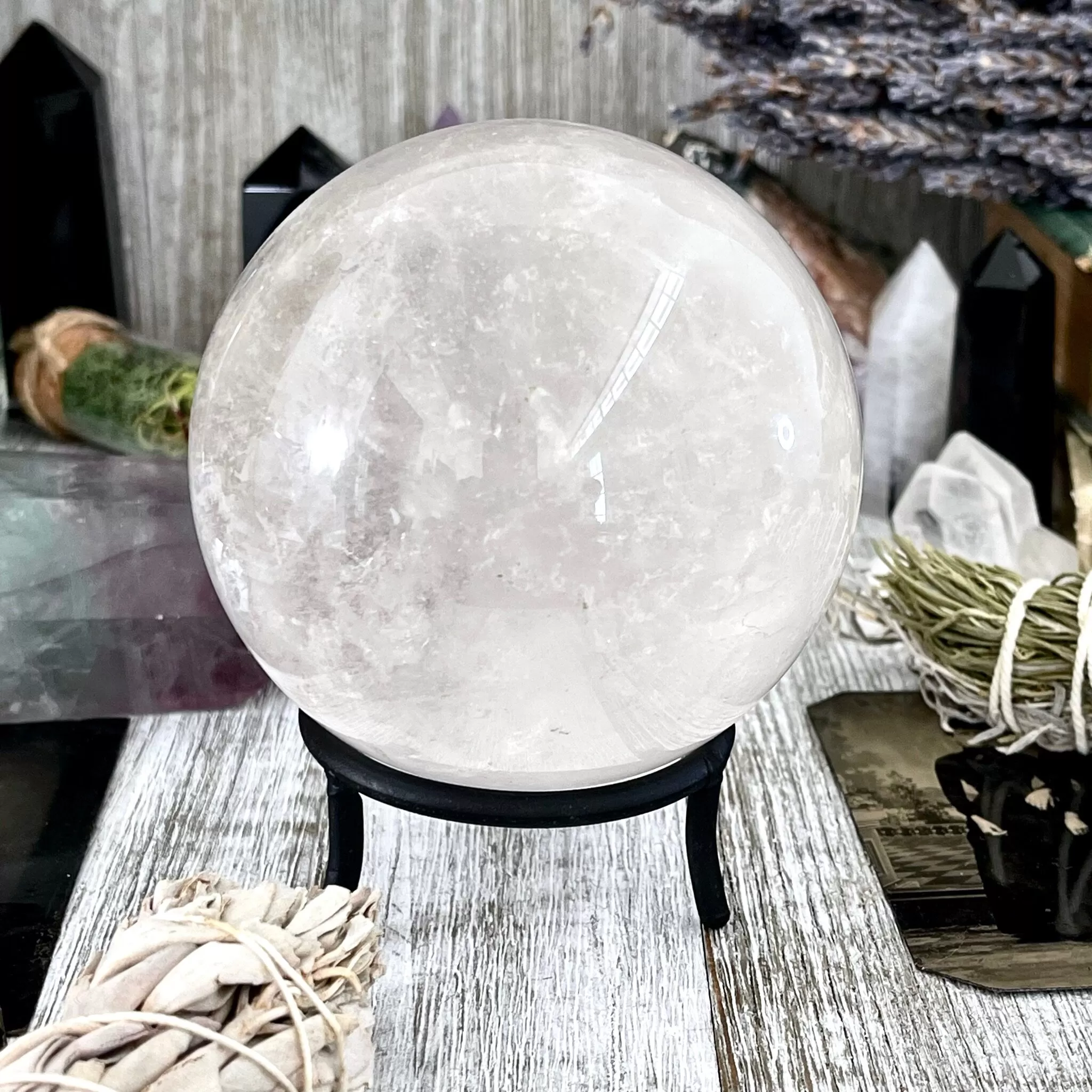 Large Clear Quartz Crystal Ball/ FoxlarkCrystals