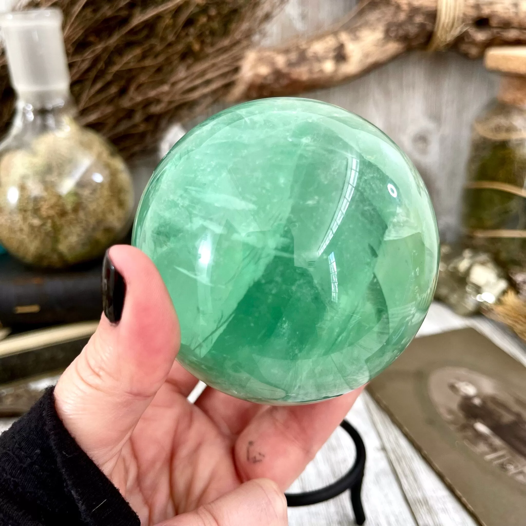 Large Green Fluorite Crystal Ball / FoxlarkCrystals