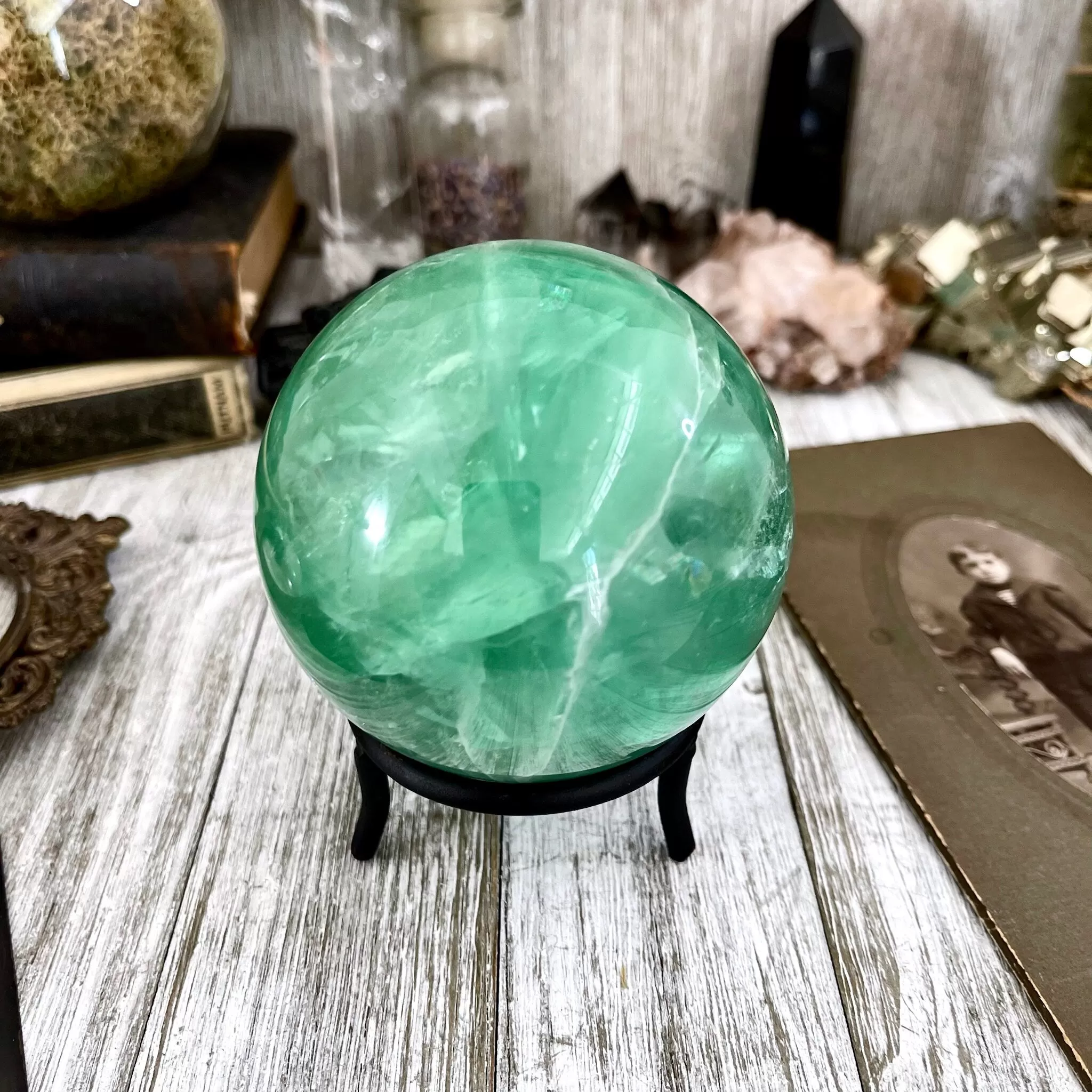 Large Green Fluorite Crystal Ball / FoxlarkCrystals