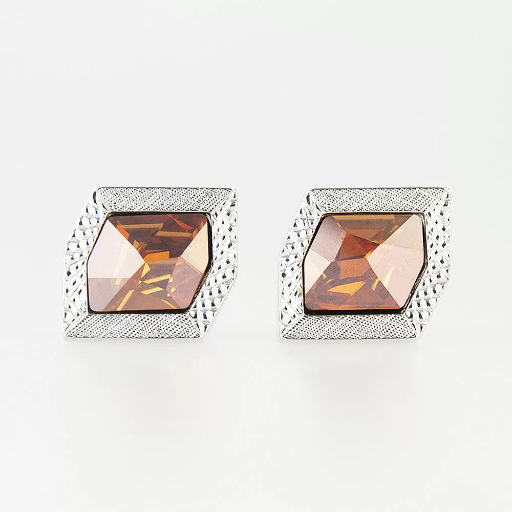 Large Hex Amber Crystal Cufflinks