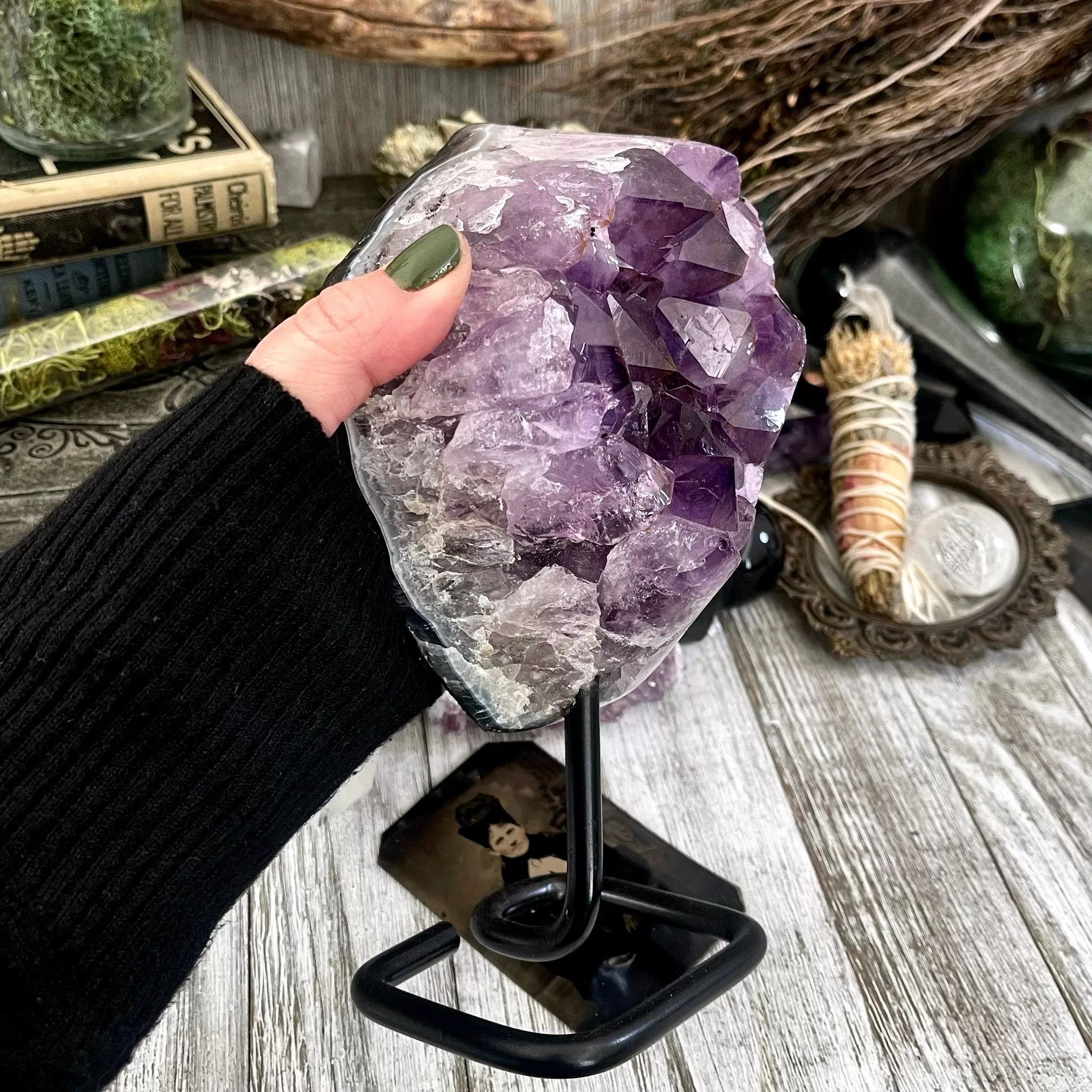 Large Purple Amethyst Crystal Druzy Cluter With Stand / FoxlarkCrystals