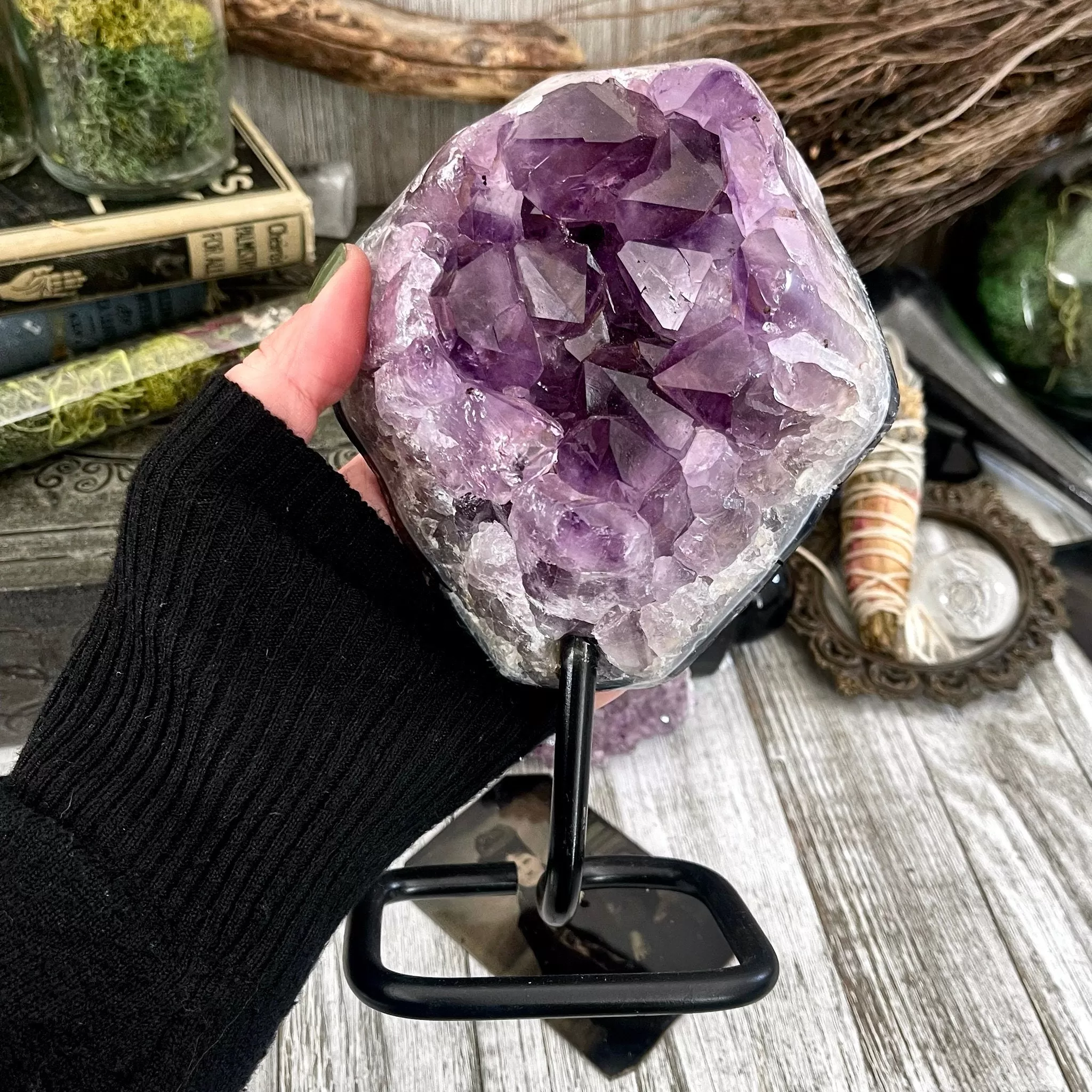 Large Purple Amethyst Crystal Druzy Cluter With Stand / FoxlarkCrystals