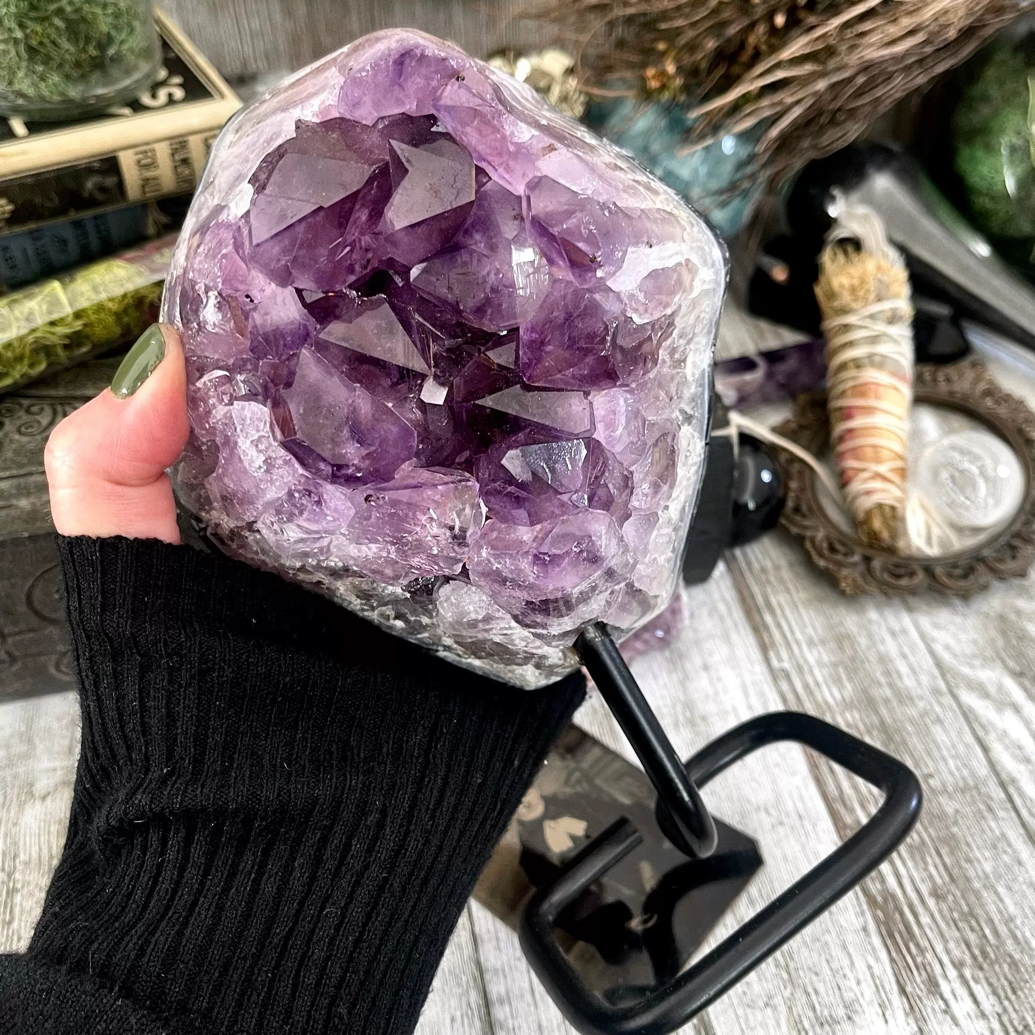 Large Purple Amethyst Crystal Druzy Cluter With Stand / FoxlarkCrystals