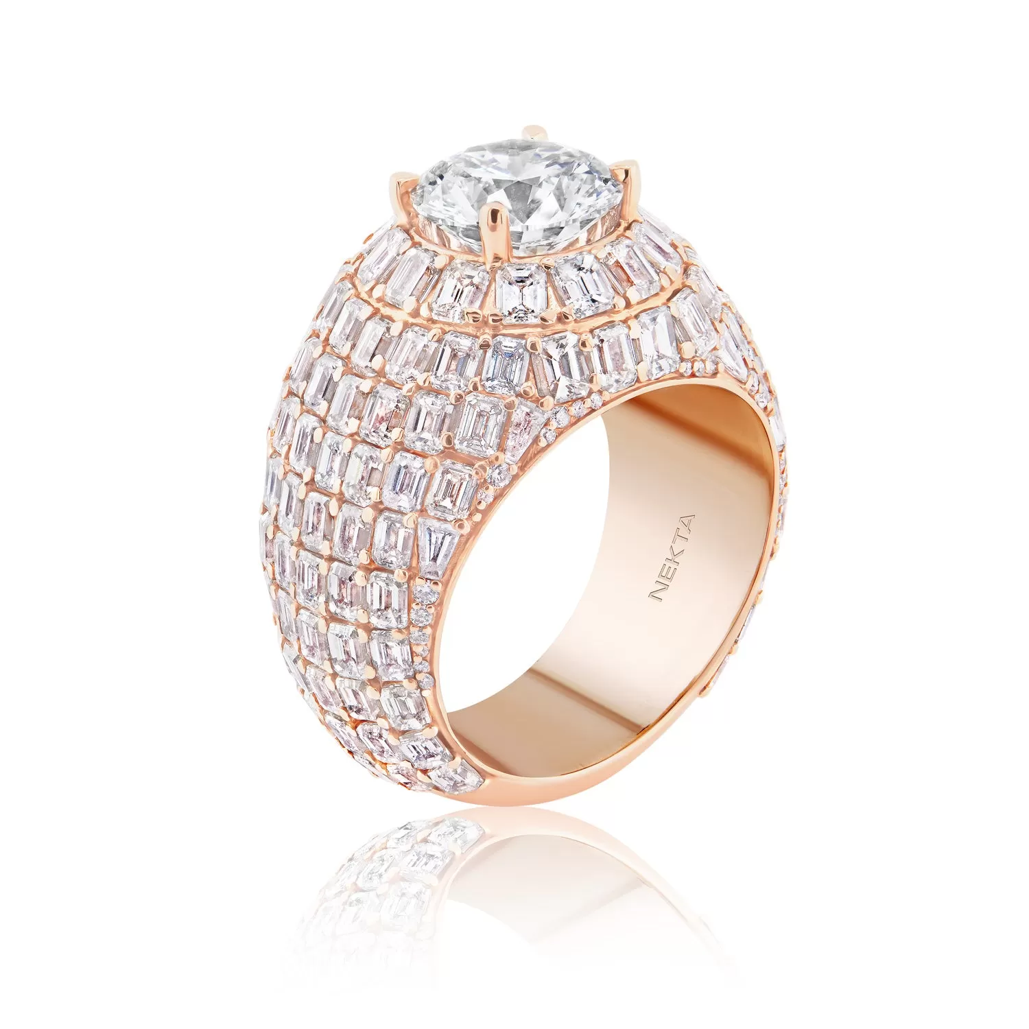 Latoyah 16 Carats J SI1 Round Brilliant Lab-Grown Diamond Chandelier Engagement Ring in 14k Rose Gold