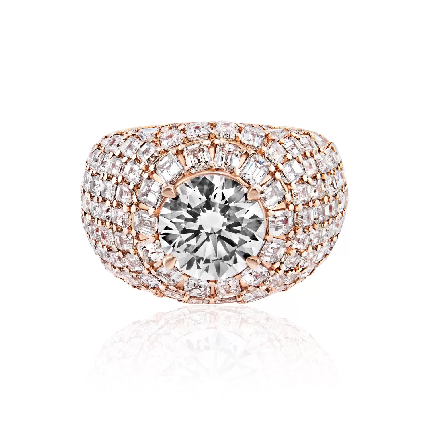 Latoyah 16 Carats J SI1 Round Brilliant Lab-Grown Diamond Chandelier Engagement Ring in 14k Rose Gold