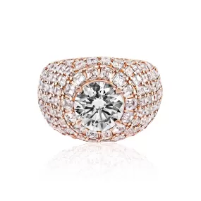 Latoyah 16 Carats J SI1 Round Brilliant Lab-Grown Diamond Chandelier Engagement Ring in 14k Rose Gold