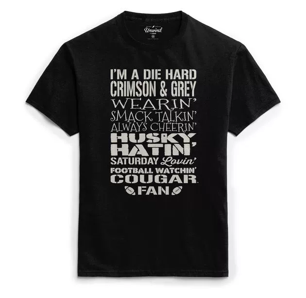 League Script Cougars Fan Black Tee