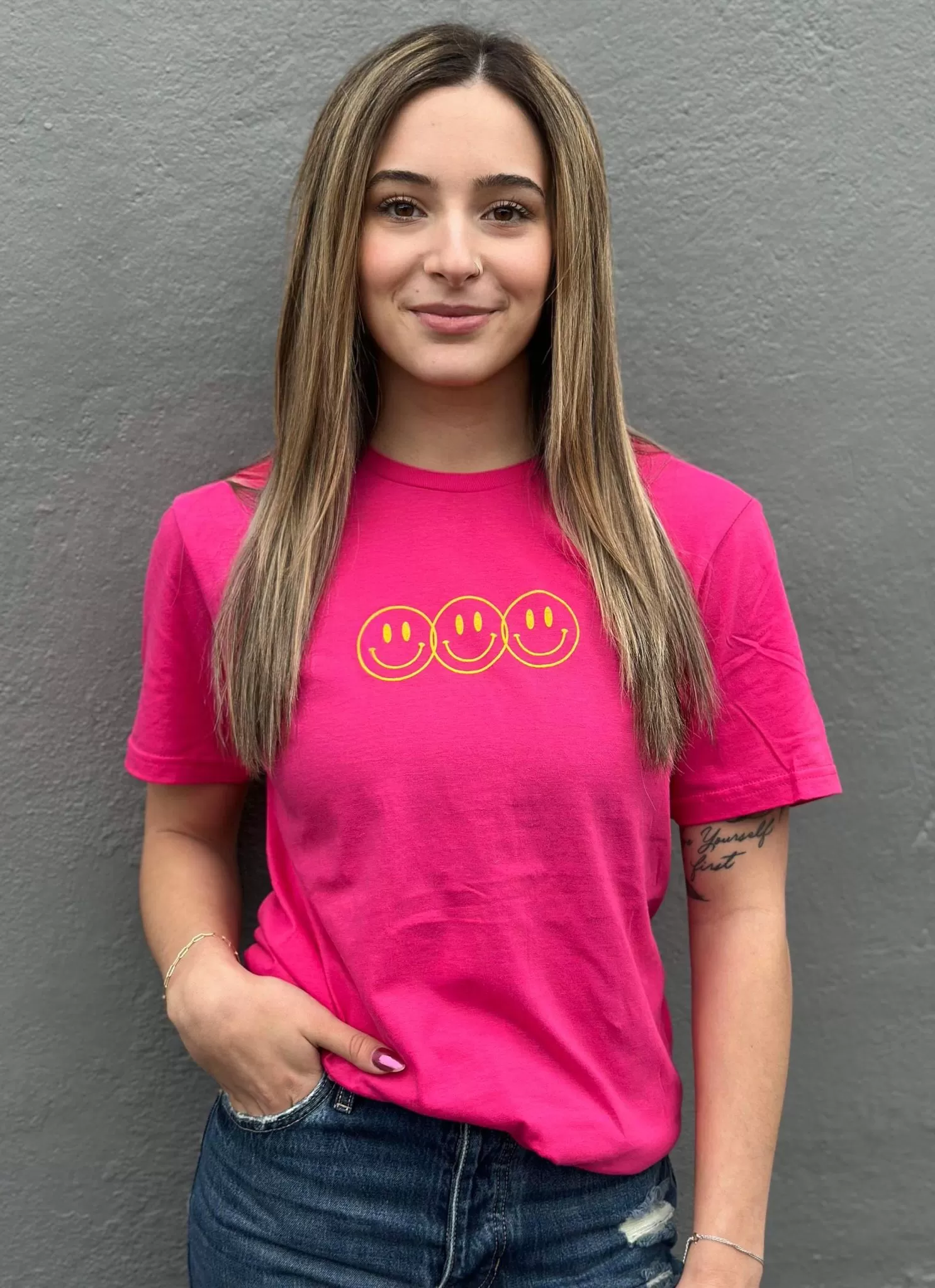 Look For Something Positive Pink Tee