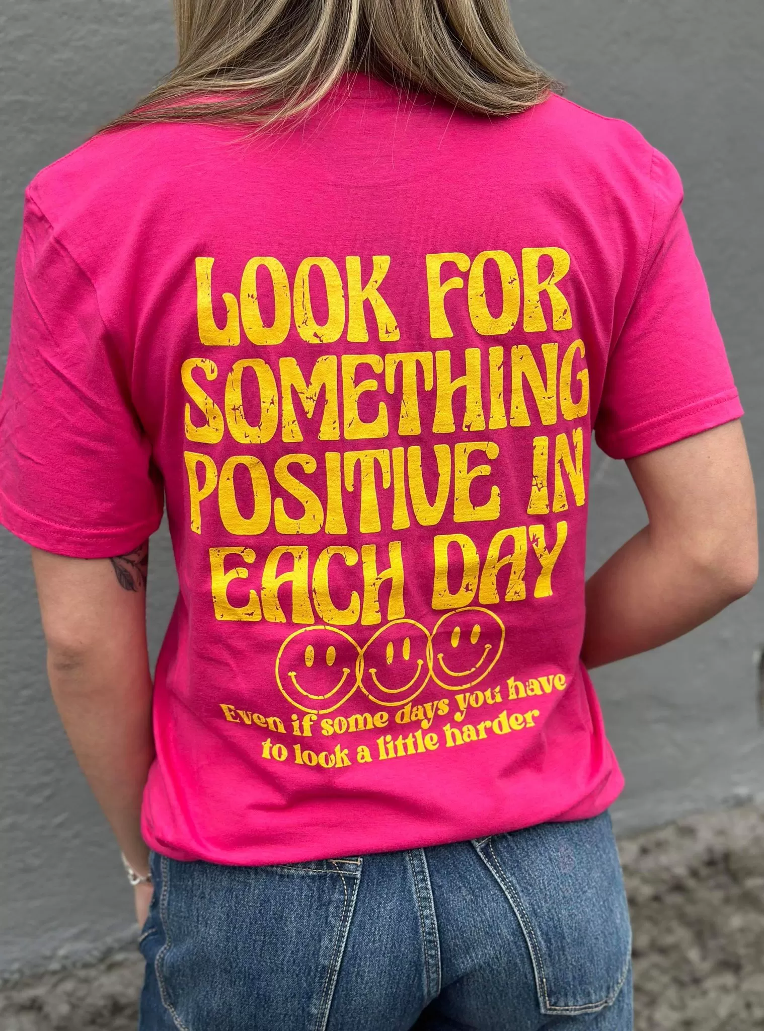 Look For Something Positive Pink Tee