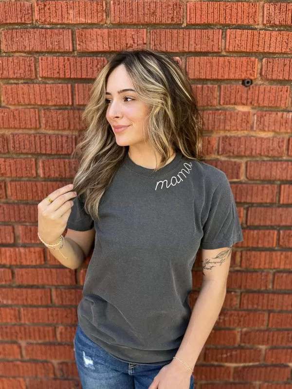 Mama Embroidered Collar Comfort Colors Tee (Online Exclusive)