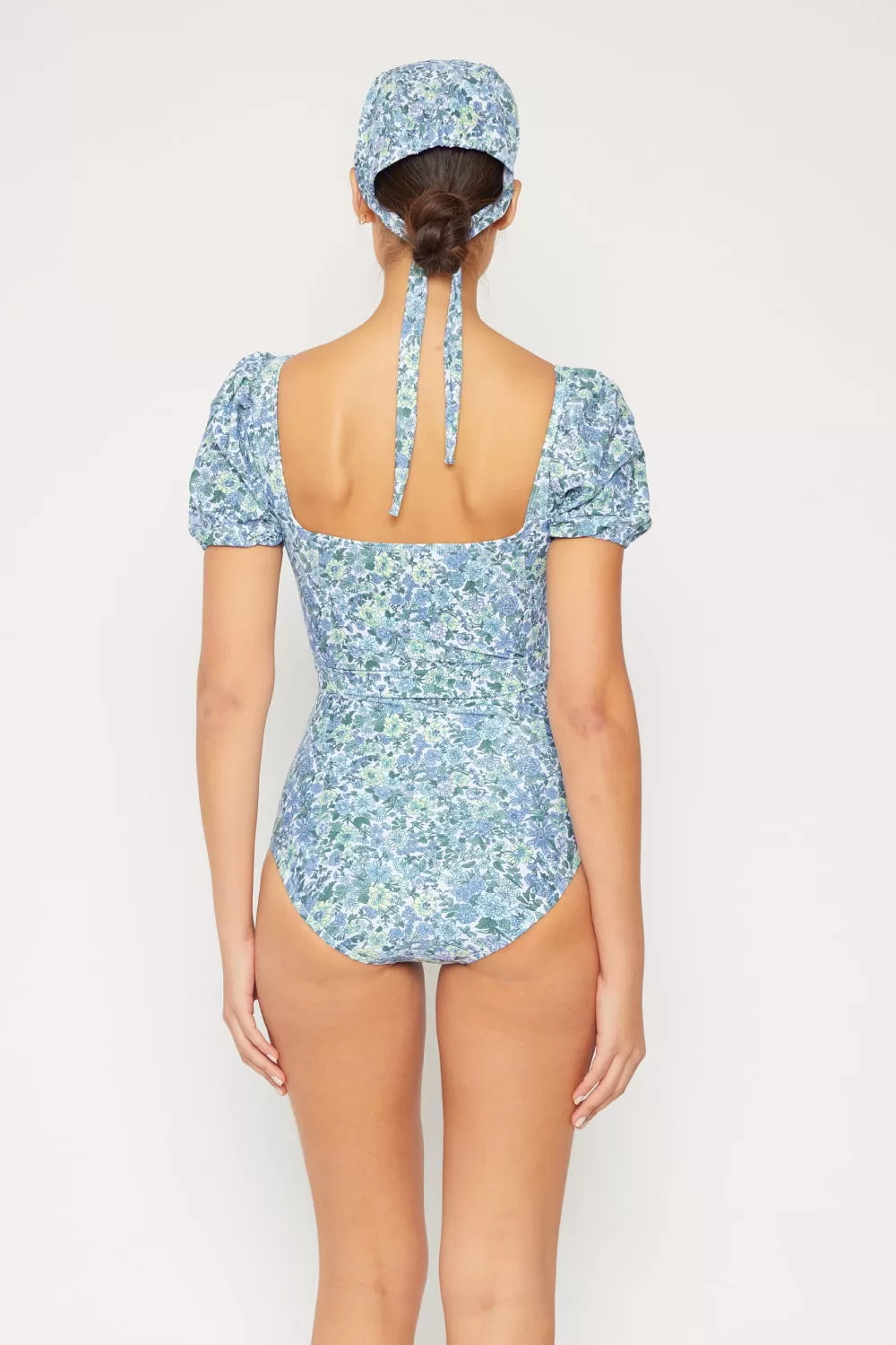 Marina West Swim Salty Air Einteiler mit Puffärmeln in blauer Mutter-Tochter-Bademode