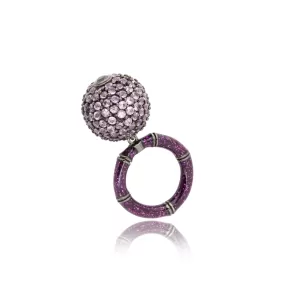 MCL Design Sterling Silver Statement Ring with Pink Glitter Enamel, Pink Sapphires & Amethyst