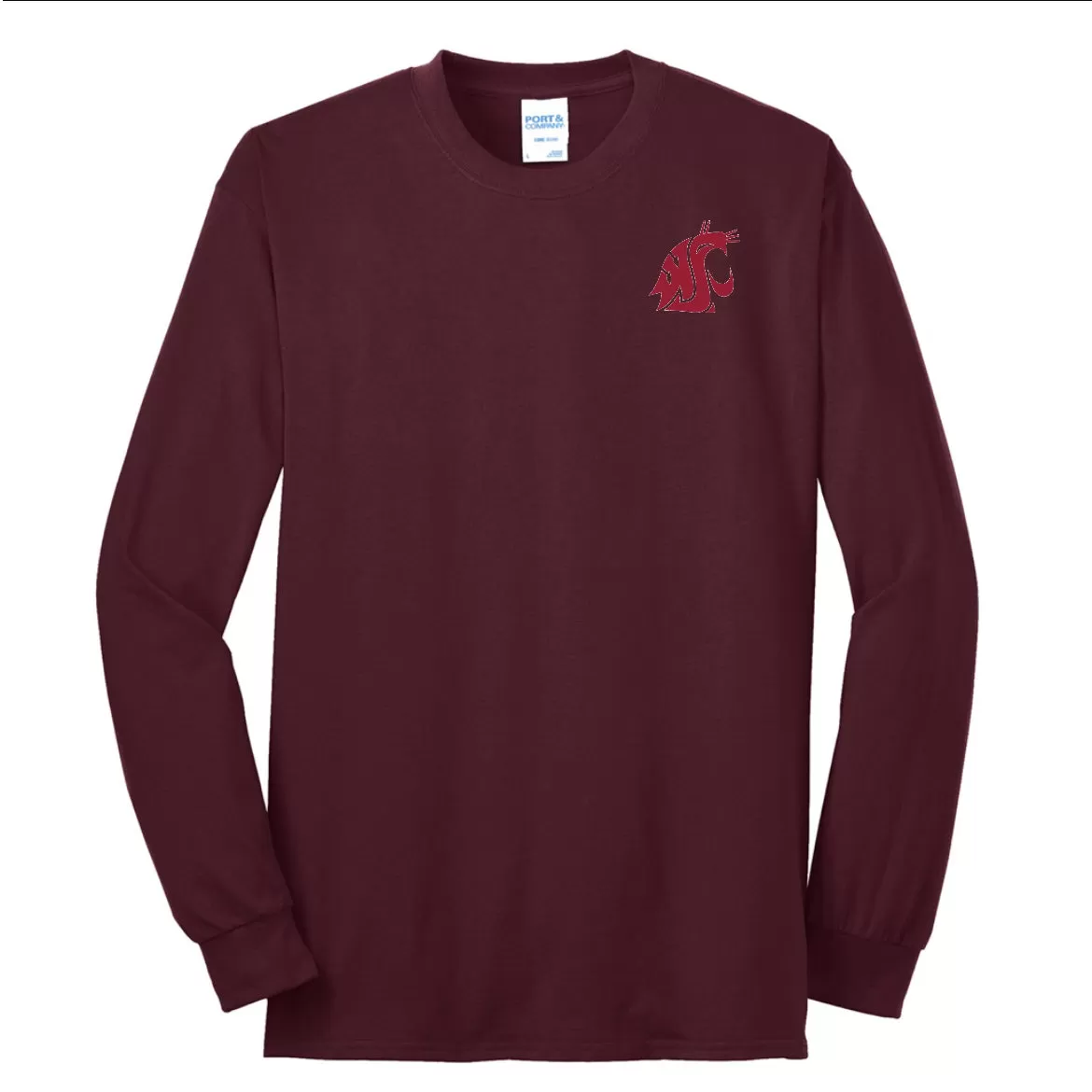 Mens Maroon Long sleeve T-Shirt Embroidered Logo