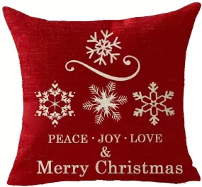 Merry Christmas snowflake peace love joy Throw Pillow Cover Cushion Case