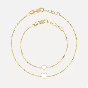 Mommy   Me Enamel Heart Bracelet Set