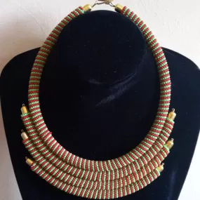 Multicolored Unique Maasai Beaded Statement Necklace