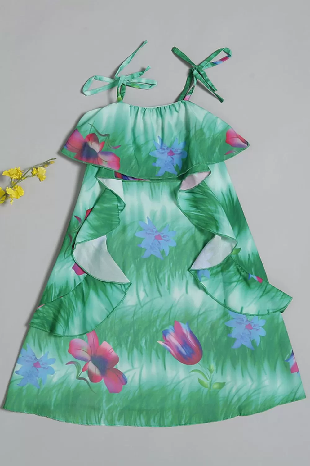 Mädchen-Kleid mit Blumenmuster und Rüschen, Mutter-Tochter-Bademode