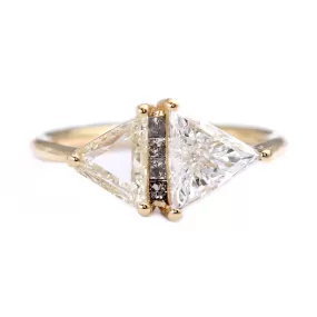 One Carat Trillion Cut Diamond Engagement Ring - Fancy Yellow Rhombus Diamond Ring