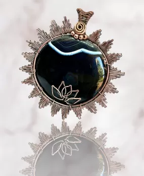 Onyx Agate Wire Wrapped Pendant