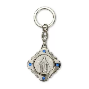 Our Lady of Grace Key Chain with Blue Accent Stones