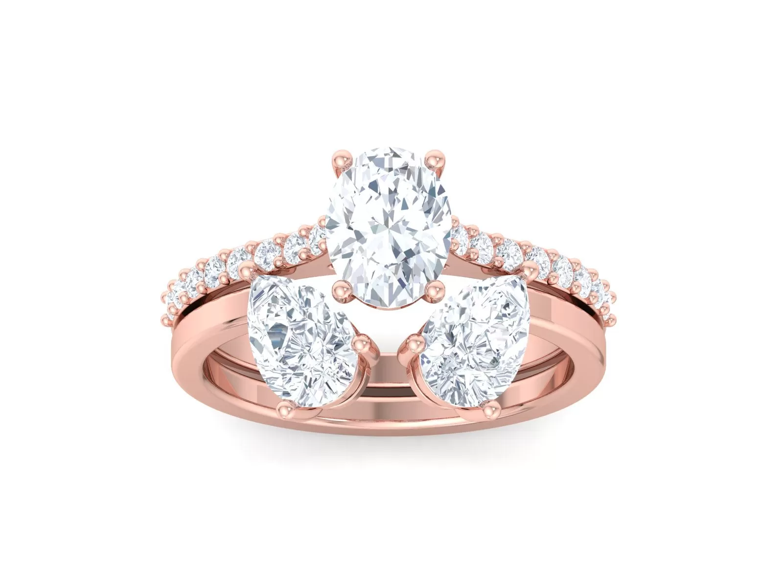 Oval Cut Bridal Set Yellow Gold Moissanite Engagement Ring Set