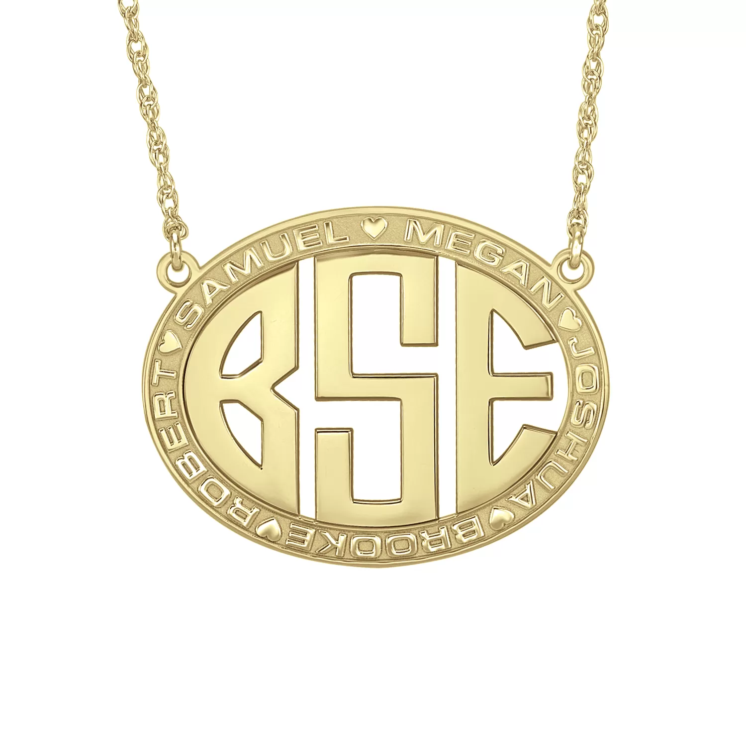 Oval Cutout Block Monogram Mothers Necklace