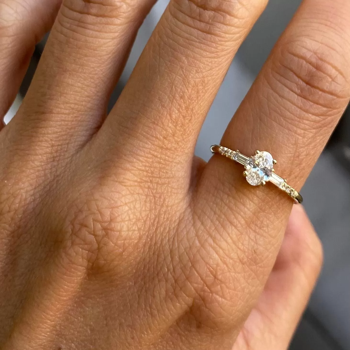 Oval Diamond Melody Baguette Equilibrium Ring