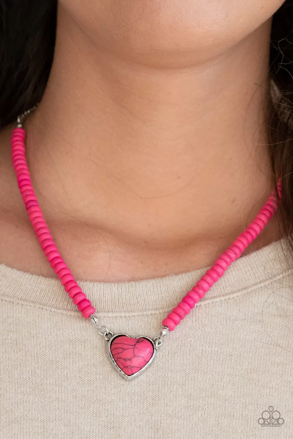 Paparazzi Country Sweetheart - Pink Stone Necklace