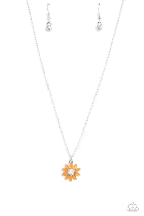 Paparazzi Daisy Diva Orange Necklace & Earring Set