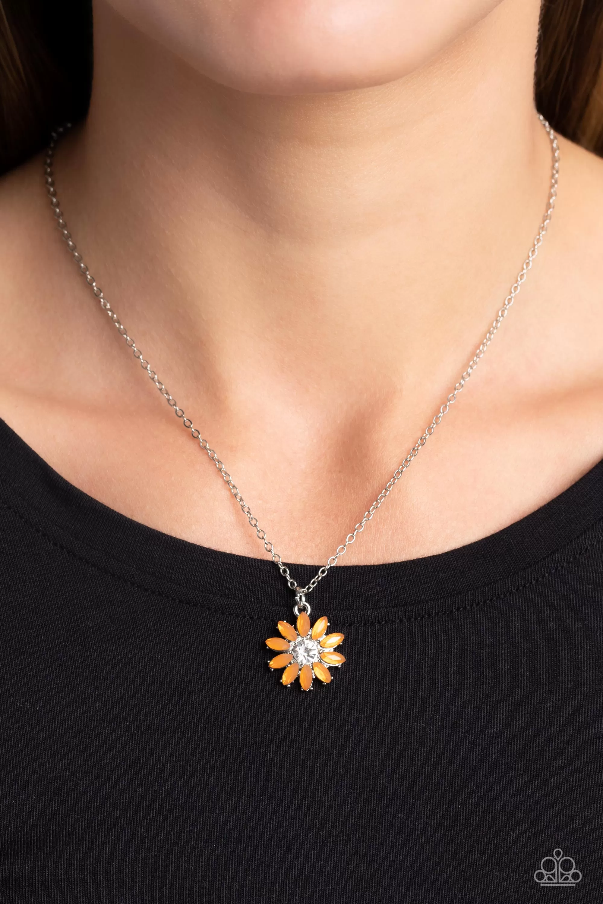 Paparazzi Daisy Diva Orange Necklace & Earring Set