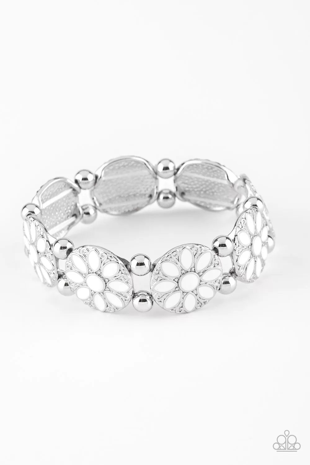 Paparazzi Dancing Dahlias - White Bracelet