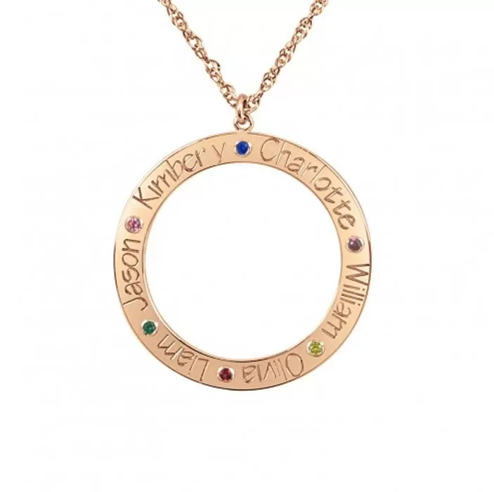 Personalized Family Loop Necklace with Birthstones