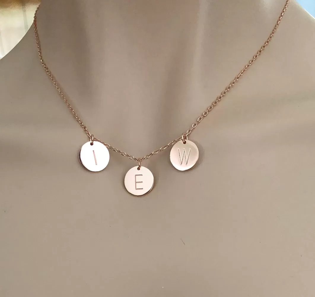 Personalized Initial Disc Necklace - up to 5 discs