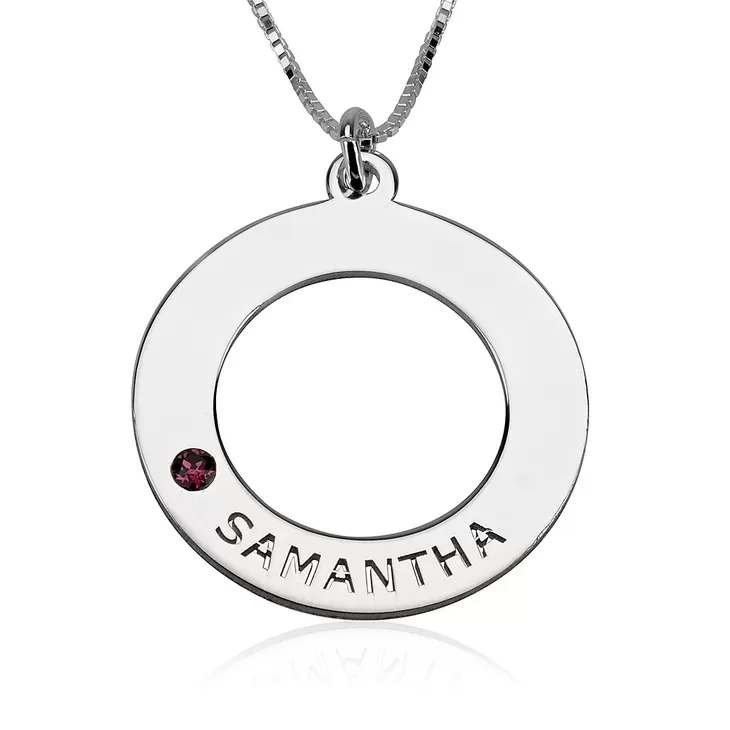 Personalized Mothers Loop Necklace with Birthstones