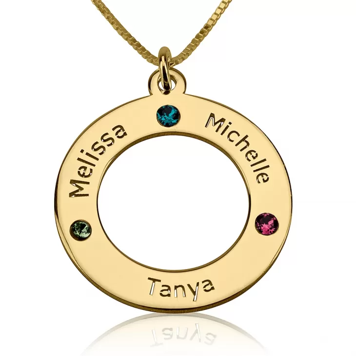 Personalized Mothers Loop Necklace with Birthstones