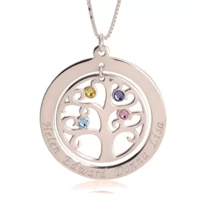 Personalized Rose Gold Family Tree Birthstone Necklace