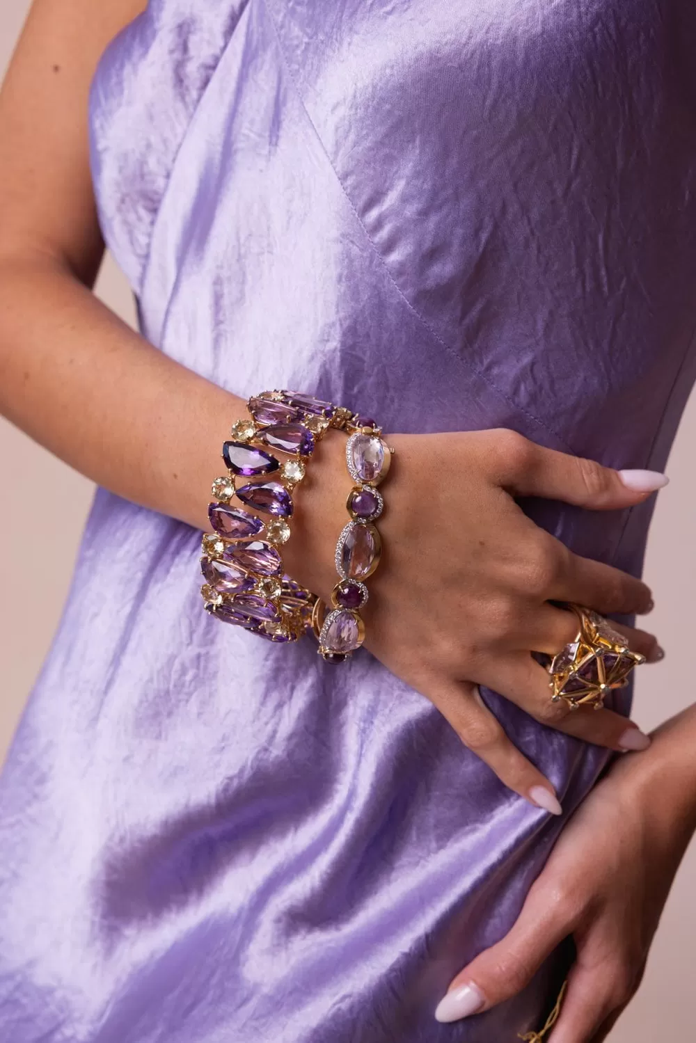 Pink Amethyst Diamond Bracelet