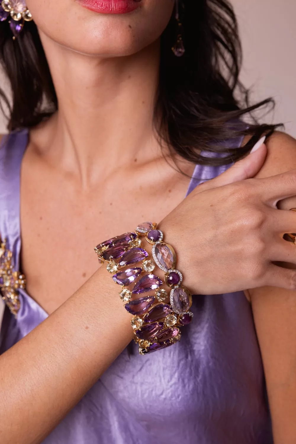 Pink Amethyst Diamond Bracelet