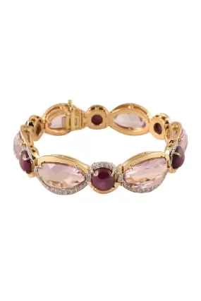 Pink Amethyst Diamond Bracelet