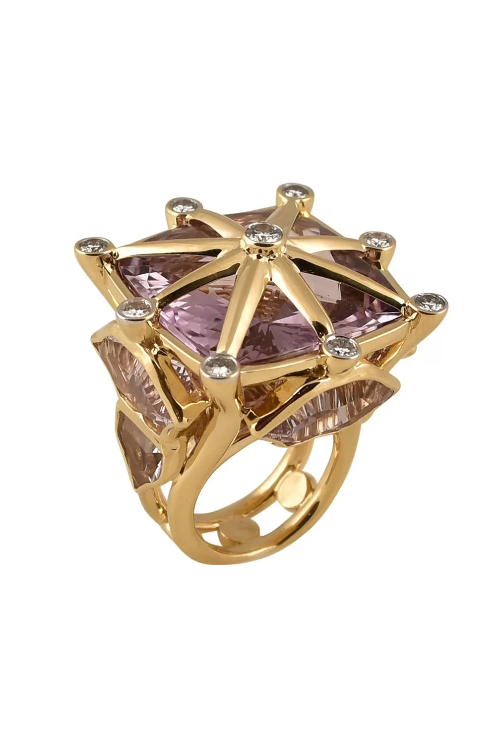 Pink Amethyst Royalty Crown Ring