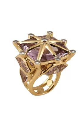 Pink Amethyst Royalty Crown Ring