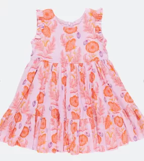 Pink Chicken - Girls Kelsey Dress - Purple Gilded Floral