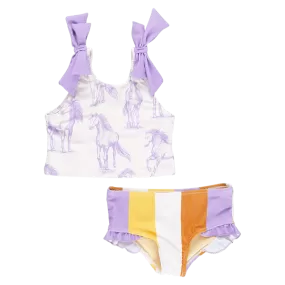 Pink Chicken - Shelly Tankini - Lavender Horses