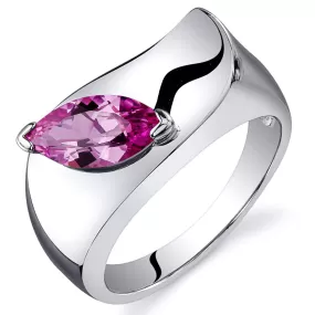 Pink Sapphire Marquise Cut Sterling Silver Ring Size 5