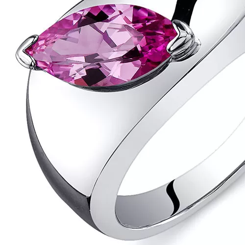 Pink Sapphire Marquise Cut Sterling Silver Ring Size 5