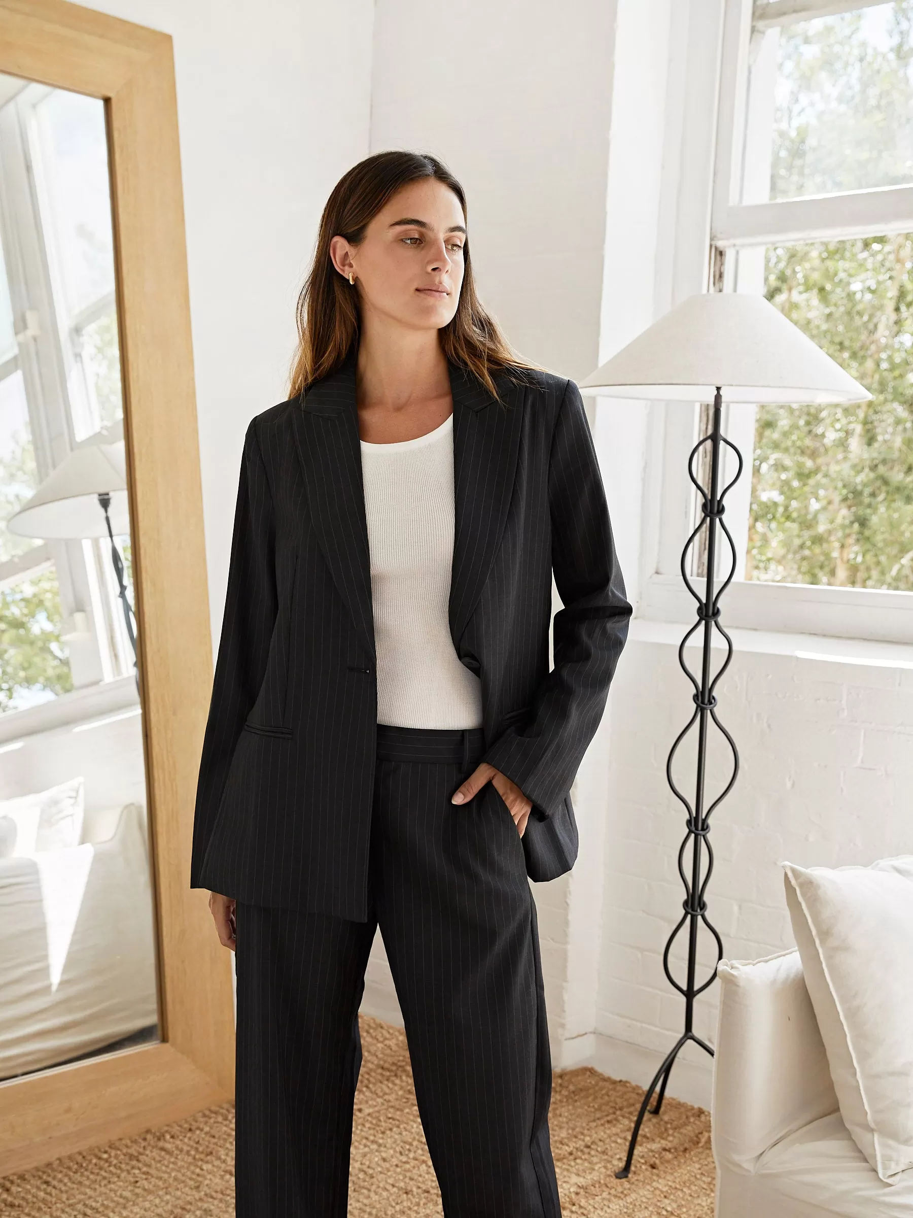 Pinstripe Oversized Blazer