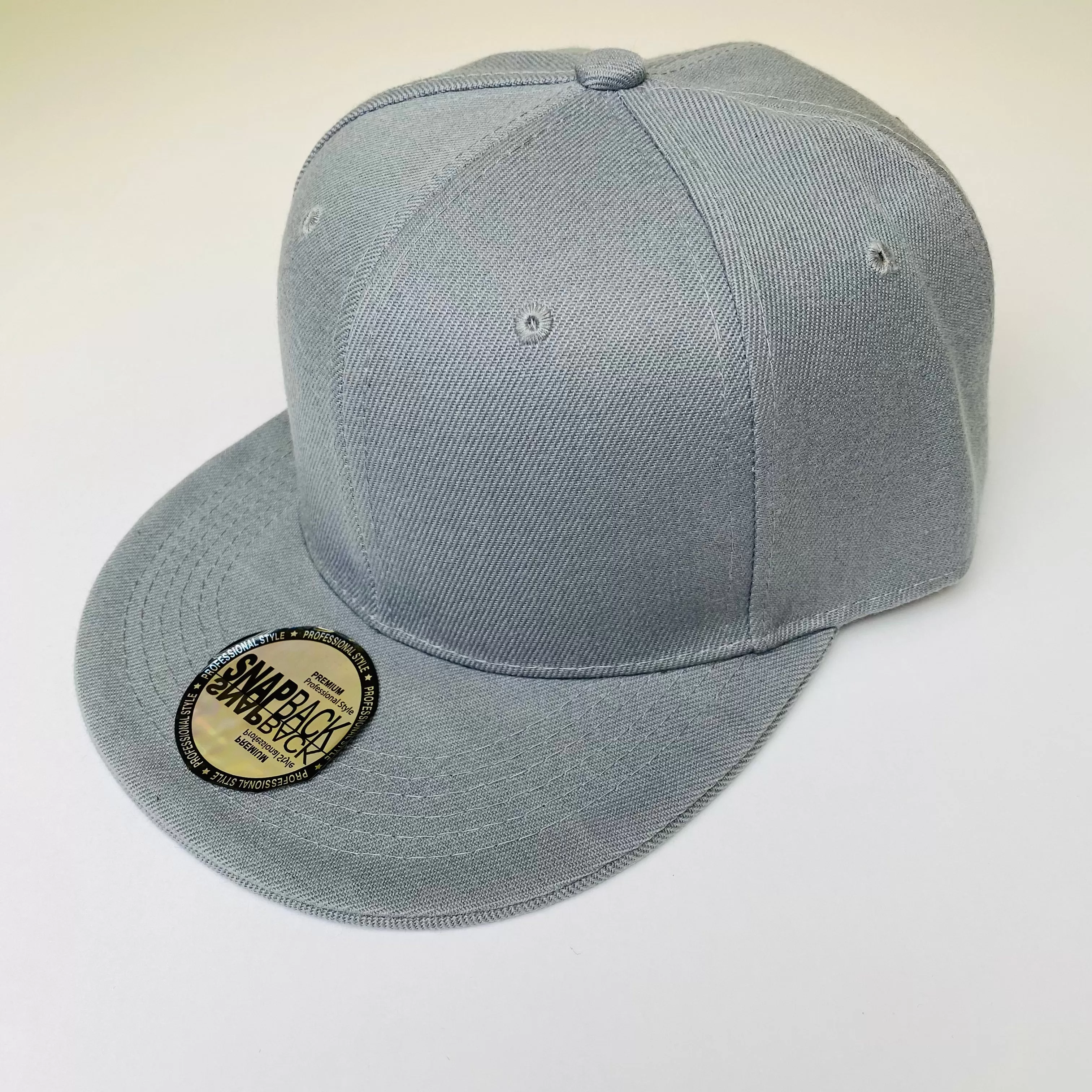 Plain Snapback 5 Panel Hat - Heather Grey