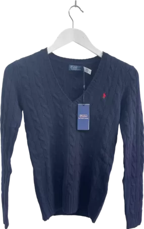 Polo Ralph Lauren Navy Blue Cashmere Blend Kimberly Jumper BNWT UK XS