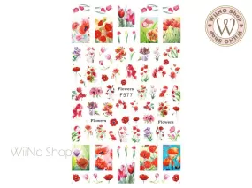 Poppy Flowers Adhesive Nail Art Sticker - 1 pc (F577)